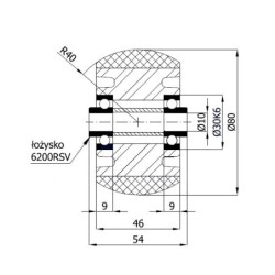 Koło fi. 80mm , N: 400kg opona radialna  / A1PR