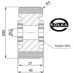 Koło fi. 80mm , N: 400kg, otwór 10mm  / A1PL