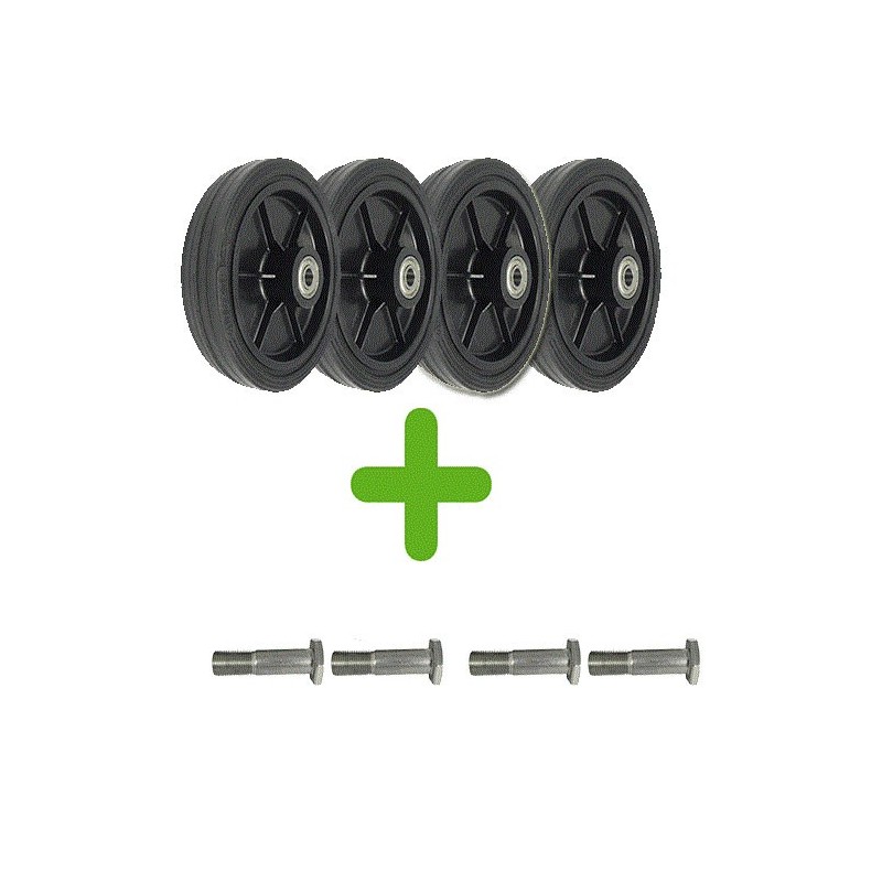 * Zestaw do kosiarki: 4 koła fi. 175 mm z łożyskiem + 4 śruby M8 * Zestaw do kosiarki: 4 koła fi. 175 mm z łożyskiem + 4 śruby M8
