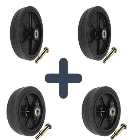 Zestaw: 2 x Koło do kosiarki fi. 175 mm + 2 x koło fi. 200 mm + 4 śruby M10