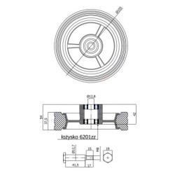 Koło do kosiarki fi. 150 mm, ułożyskowane, ze śrubą T7*M8