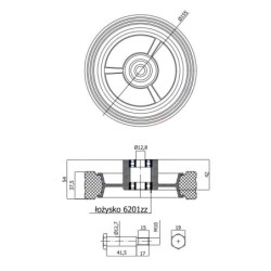 Kółko do kosiarki fi. 150 mm z łożyskiem + śruba z gwintem M10 / K150Ł*M10
