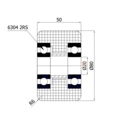 rolka poliamidowa PA6G fi. 80x50mm /R-80-50-PA6G