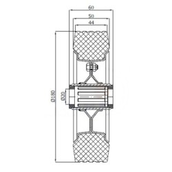 50N : Koło fi. 180 mm metalowo-gumowe / 50N