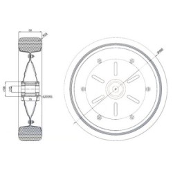 400Ł/25 : Koło fi. 400 mm metalowo-gumowe otwór 25mm, N: 400kg / 400Ł/25