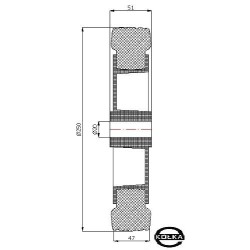 Koło fi. 250 mm tworzywowo-gumowe otw. 20mm / 99T/20