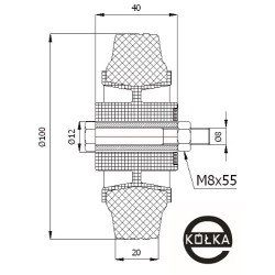 Koło fi. 100 mm tworzywowo-gumowe + tuleja i śruba, SZARA OPONA / 11TS