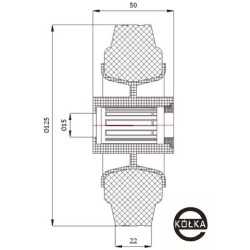 Koło fi. 125 mm tworzywowo-gumowe z nierdzewnym łożyskiem, SZARA OPONA / 20TSX