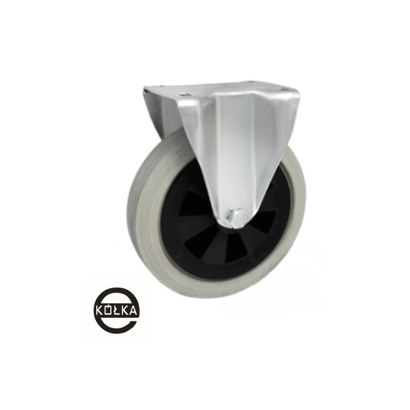 Koło fi. 200 mm tworzywowo-gumowe w obudowie stałej, SZARA OPONA / 63TS