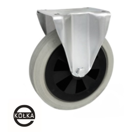 Koło fi. 200 mm tworzywowo-gumowe w obudowie stałej, SZARA OPONA / 63TS