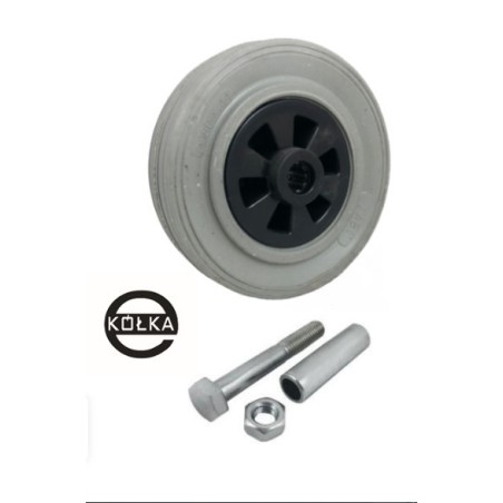 Koło fi. 180 mm tworzywowo-gumowe + tuleja i śruba nierdzewne, SZARA OPONA / 51TSX
