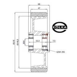 Koło fi.170 mm aluminiowo-poliuretanowe do paleciaka / A170PP