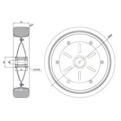 400Ł : Koło fi. 400 mm metalowo-gumowe otwór 20mm, N: 400kg / 400Ł