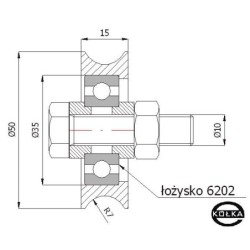 Rolka fi. 50 mm metalowa na rurę / RJR-50-15