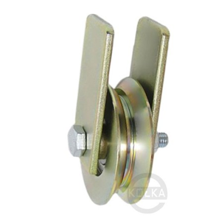 Rolka fi. 89 mm metalowa na kątownik, z mocowaniem / RJKM-89-22