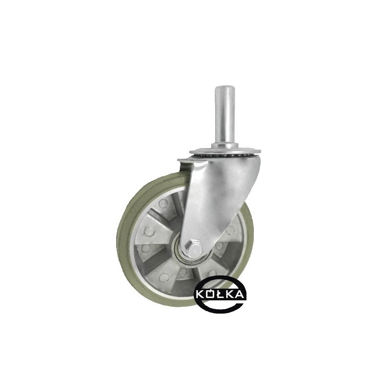 Koło fi. 180 mm aluminiowo-gumowe w obud. Z trzpieniem 27, SZARE / A54GS*27