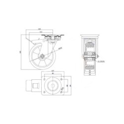 Koło fi. 125 mm aluminiowo-gumowe w obud. skrętnej z hamulcem, N: 200kg / A25GWH