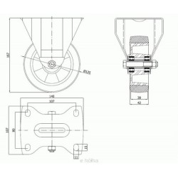 Koło fi. 125 mm aluminiowo-gumowe w obud. stałej, N: 200kg / A23G