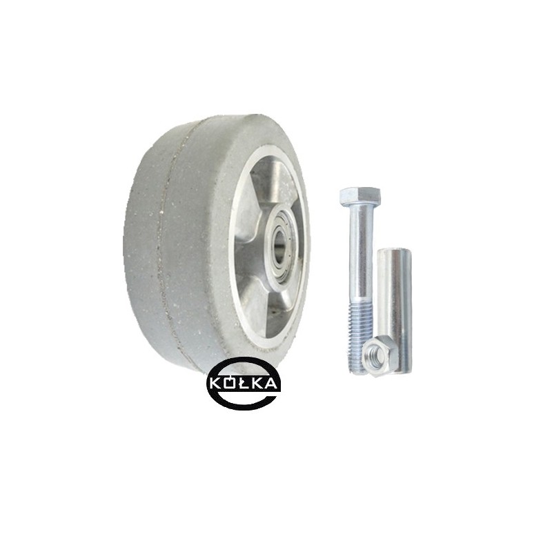 Koło fi. 125 mm aluminiowo-gumowe + tuleja, N: 200kg, otw.15, SZARE A21GS Koło fi. 125 mm aluminiowo-gumowe + tuleja, N: 200kg, otw.15, SZARE A21GS