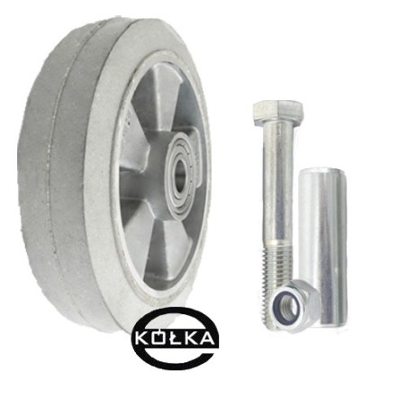 Koło fi. 200 mm aluminiowo-gumowe + tuleja, N: 300kg, SZARE / A61GS
