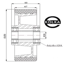 Koło fi. 150 mm aluminiowo-poliuretanowe N: 500kg / A70P