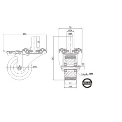 Koło fi. 80 mm aluminiowo-poliuretanowe  w obud. z bolcem 15, N: 100kg / A7PH*15