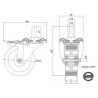 Koło fi. 100 mm aluminiowo-poliuretanowe w obud. z bolcem 15 i hamulcem, N: 100kg / A16PH*15