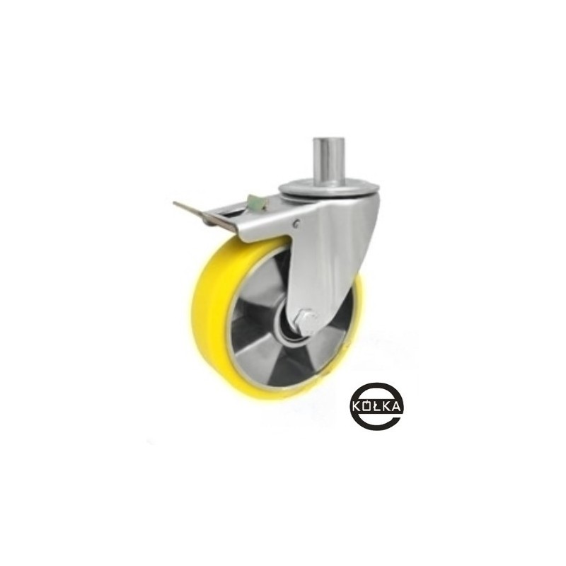 Koło fi. 125 mm aluminiowo-poliuretanowe w obud. z bolcem 24 i hamulcem, N: 100kg, RADIALNA OPONKA / A26MPRH*24 Koło fi. 125 mm aluminiowo-poliuretanowe w obud. z bolcem 24 i hamulcem, N: 100kg, RADIALNA OPONKA / A26MPRH*24