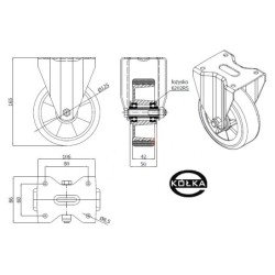 Koło fi. 125mm aluminiowo-poliuretanowe stałe, N: 300kg  / A23PW