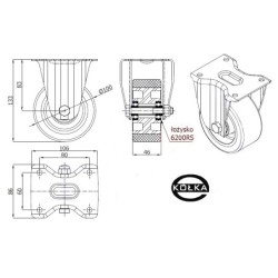 Koło fi. 100 mm aluminiowo-poliuretanowe w obud. stałej, N: 250kg / A13PW