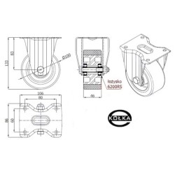 Koło fi. 100mm aluminiowo-poliuretanowe stałe, N: 250kg  / A13PW