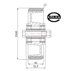 Koło fi. 140 mm aluminiowo-poliuretanowe + tuleja, N: 300kg / A31P