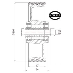 Koło fi. 160 mm aluminiowo-poliuretanowe  + tuleja, N: 400kg / A41P