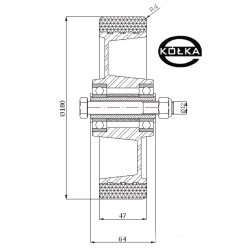 Koło fi. 180 mm aluminiowo-poliuretanowe + tuleja, N: 450kg / A51P