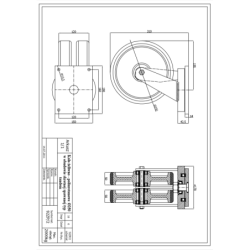 Zestaw kołowy, tandem fi. 250mm skrętny spawany, do 2000kg / 92ZP2