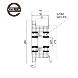 Koło kołnierzowe, tworzywowe PA6G, fi. 100 mm, bieżnia 30 / V10PA6G