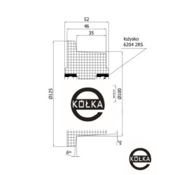 Koło kołnierzowe, tworzywowe PA6G, fi. 100 mm, bieżnia 35 / V20PA6G