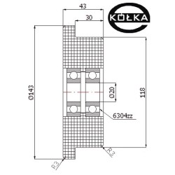 Rolka tworzywowa z kołnierzem fi.143mm