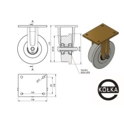 Koło kołnierzowe, tworzywowe PA6G, fi. 145 mm, w obudowie stałej / V33PA6G