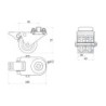 M57TH2 : Koło fi. 50 mm meblowe w obud. Skrętnej z otworem i hamulcem, tworzywo-guma, N: 70kg, TANDEM / M57TH2