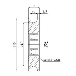 Rolka metalowa fi. 79 mm na linkę 10mm / CM79/10Ł