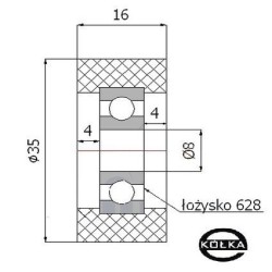 Rolka poliuretanowa fi. 35 mm / RP-35-16/8 dociskowa