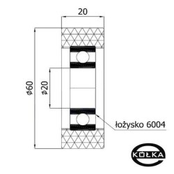 Rolka poliuretanowa fi. 60 mm / RP-60-20/20