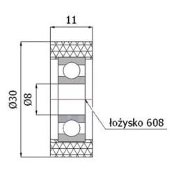 Rolka poliuretanowa fi. 30 mm / RP-30-11/8 dociskowa