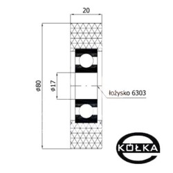 Rolka poliuretanowa fi. 80 mm / RP-80-20/17