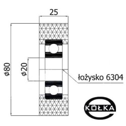 Rolka poliuretanowa fi. 80 mm / RP-80-25/20