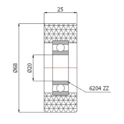 Rolka poliuretanowa fi. 68 mm / RP-68-25/20