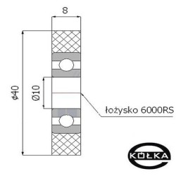 Rolka poliuretanowa fi. 40 mm / RP-40-8/10 dociskowa