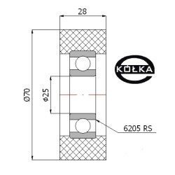 Rolka poliuretanowa fi. 70 mm / RP-70-28/25