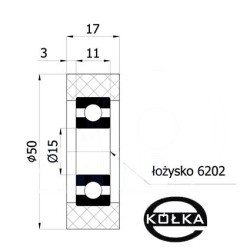 Rolka poliuretanowa fi. 50 mm / RP-50-17/15dociskowa